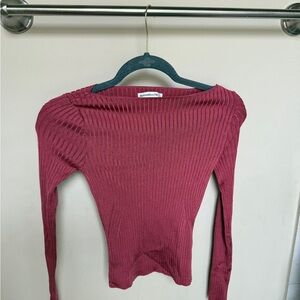 Abercrombie & Fitch Ribbed Long Sleeve Top - dark pink